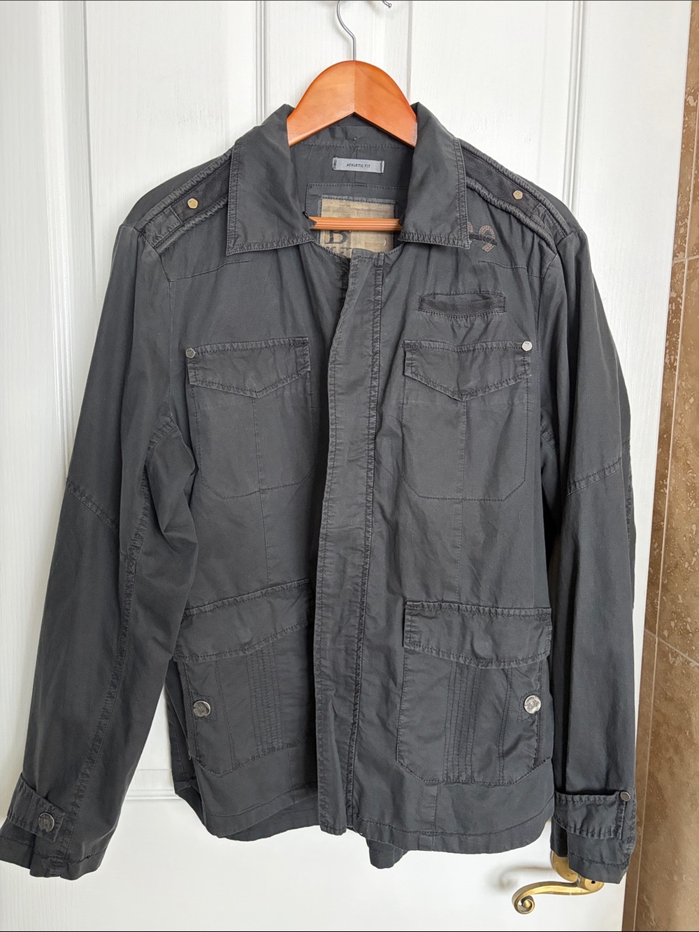 BKE Men's Dark Gray Military Field Jacket
